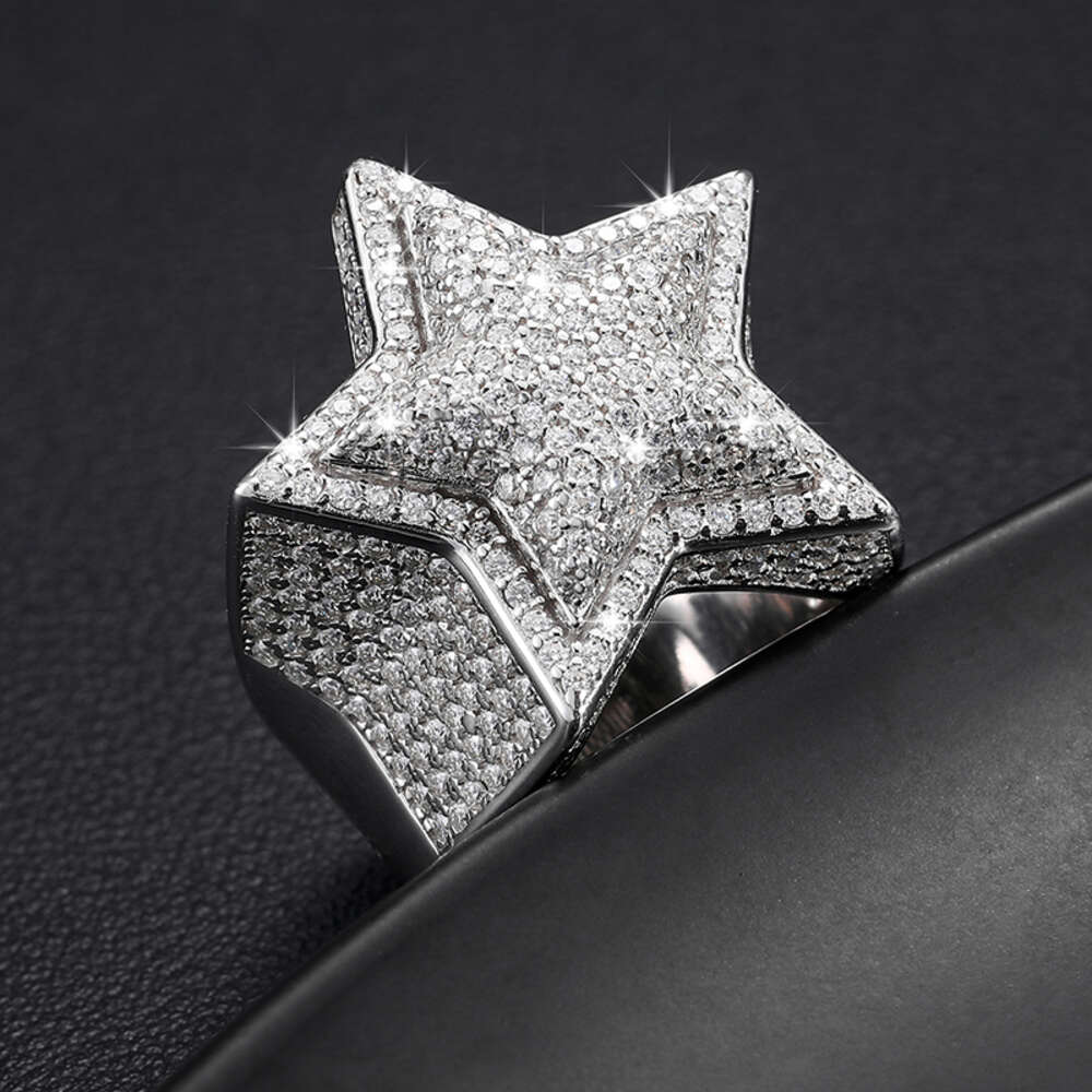 VVS Moissanite Dia Star Ring With GRA CertificateHiphop Men Women Fine Jewelry Iced Out Gold Plated Sterg Sier