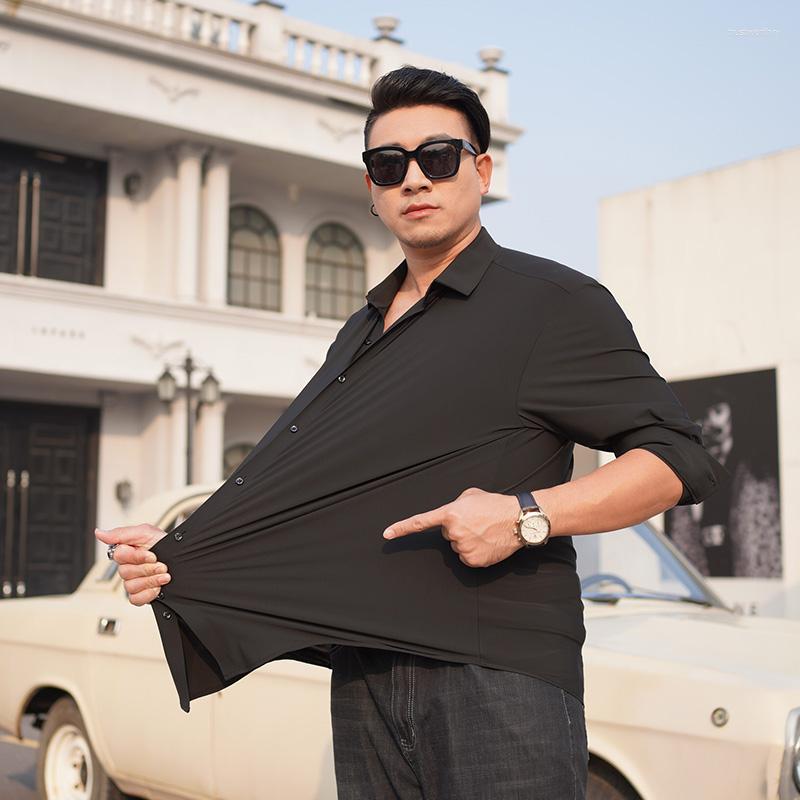 Men's Casual Shirts Men's Spring Long-sleeved White Plus Size Shirt Non-ironing High Stretch Ice Silk Thin Solid Color 5XL 6XL 8XL 10XL, Black 
Men's Casual Shirts Men's Spring Long-sleeved White Plus Size Shirt Non-ironing High Stretch Ice Silk Thin Solid Color 5XL 6XL 8XL 10XL, Black