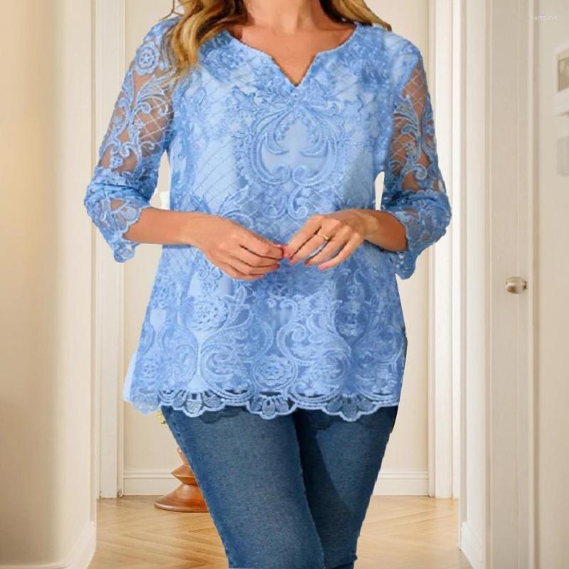 Women's Blouses Women Spring Top Lace Stitching Summer Blouse Plus Size Lady T-shirt, Blue
Women's Blouses Women Spring Top Lace Stitching Summer Blouse Plus Size Lady T-shirt, Blue