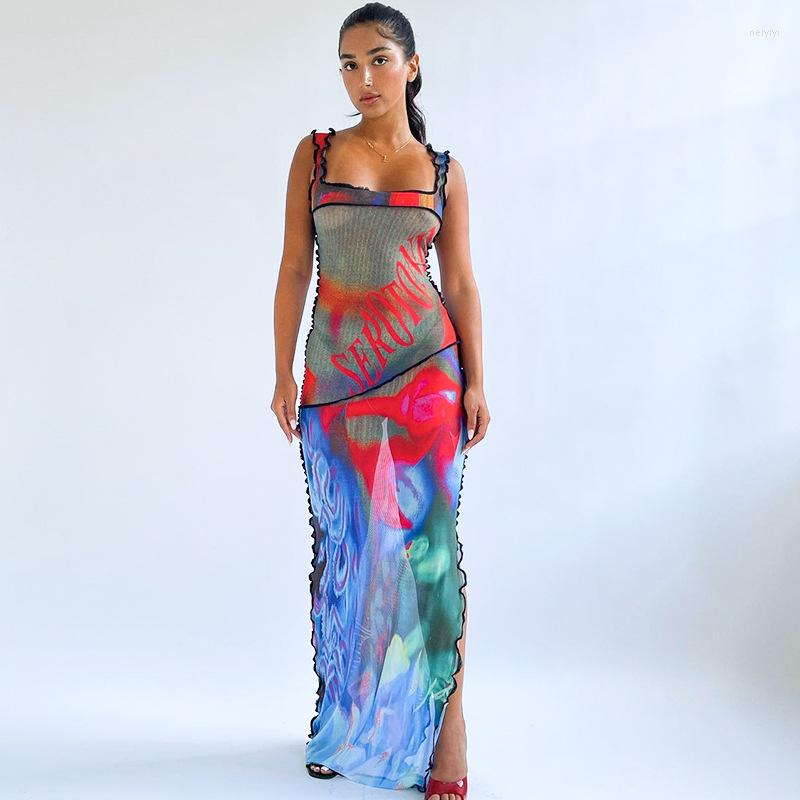 Casual Dresses Mesh See Through Bodycon Maxi Dress Y2K Print Women Sleeveless Beach Vacation Split Long Sundress 2023 Summer Clothes Vestido
Casual Dresses Mesh See Through Bodycon Maxi Dress Y2K Print Women Sleeveless Beach Vacation Split Long Sundress 2023 Summer Clothes Vestido