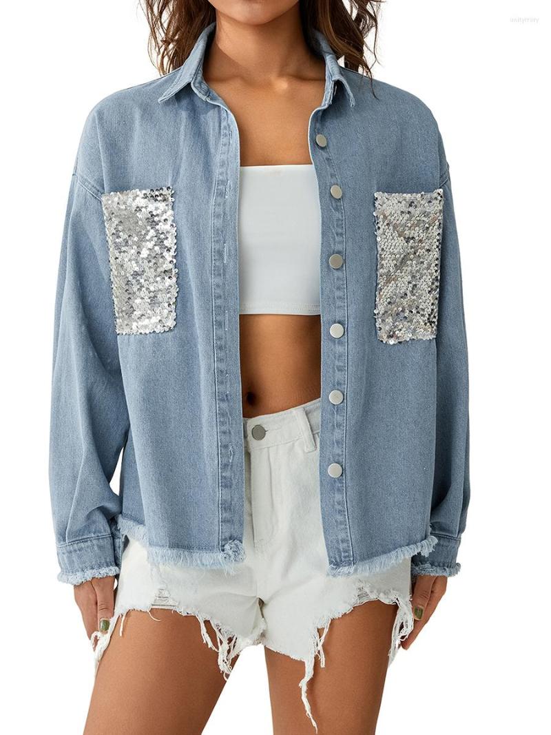 Women' Jackets Denim Jacket For Women Distressed Long Sleeve Button Down Fashion Boyfriend Y2K Coat With Sequin Pockets, Black
Women' Jackets Denim Jacket For Women Distressed Long Sleeve Button Down Fashion Boyfriend Y2K Coat With Sequin Pockets, Black