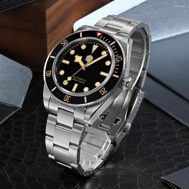 

Wristwatches San Martin BB58 Luxury Men Watch 40mm Vintage Diver PT5000 Automatic Mechanical Sapphire Waterproof 20Bar C3 BGW-9 Luminous, Blue