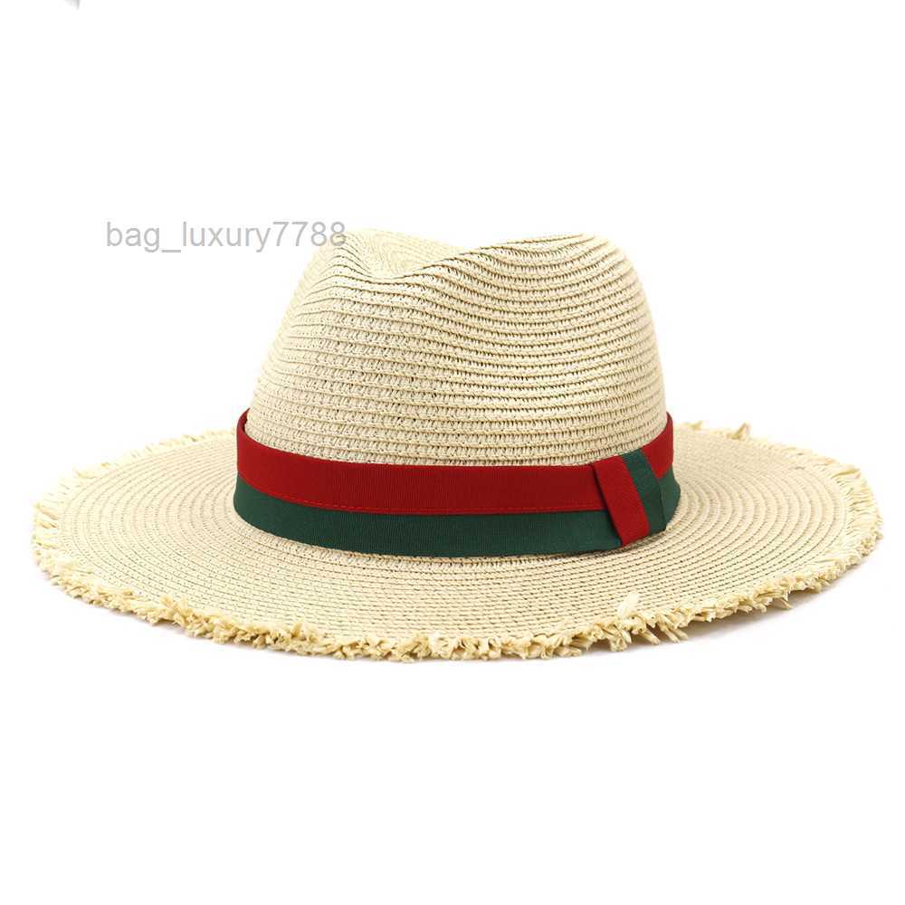 Fashion Fedora Straw Hat Outdoor Travel Vacation Sun Shade Panama Jazz Straw Beach Cap Men Women Sun Protection Big Brim Hat