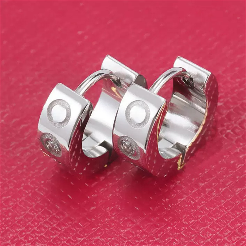 Titanium steel stud love earring for woman exquisite simple fashion C diamond ring lady earrings jewelry gift With bag
