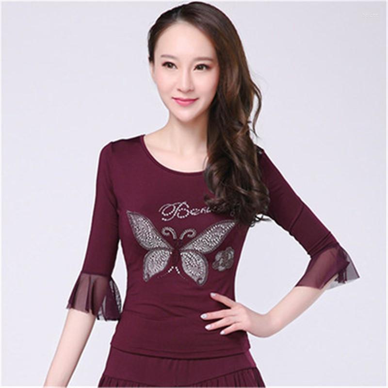 Stage Wear Dance Clothes Selling Adult Female Summer Rhinestone Butterfly Mid-sleeve Top Latin T-shirt Plus Size Clothe, Black
Stage Wear Dance Clothes Selling Adult Female Summer Rhinestone Butterfly Mid-sleeve Top Latin T-shirt Plus Size Clothe, Black