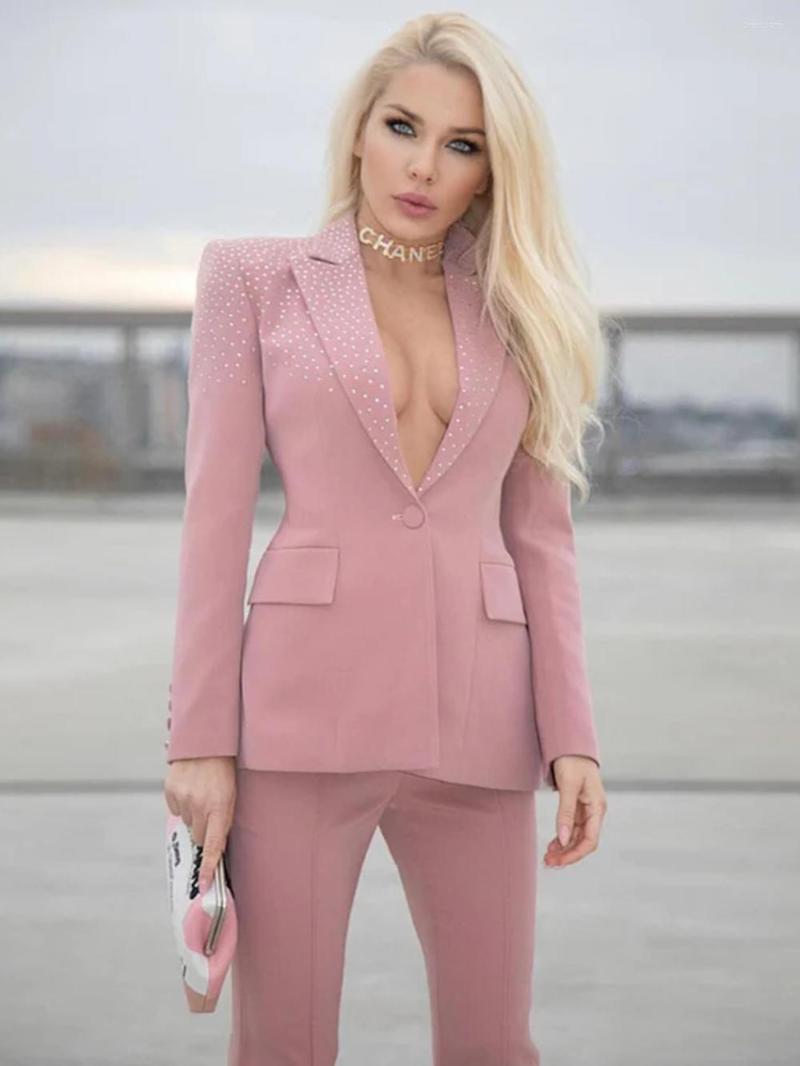 Women' Two Piece Pants Modphy 2023 Fashion Designer OL Solid Crystal Office Career Suit Set Women Elegant Single Button Diamonds Blazer, Blue
Women' Two Piece Pants Modphy 2023 Fashion Designer OL Solid Crystal Office Career Suit Set Women Elegant Single Button Diamonds Blazer, Blue