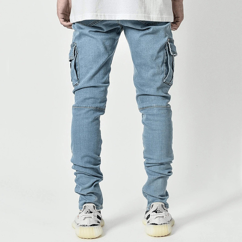Men's Jeans Casual Men Jeans Pants Multi Pockets Cargo Pant Denim Trousers Male Joggers Black Blue Jeans Pencil Pants Autumn Streetwear 230414