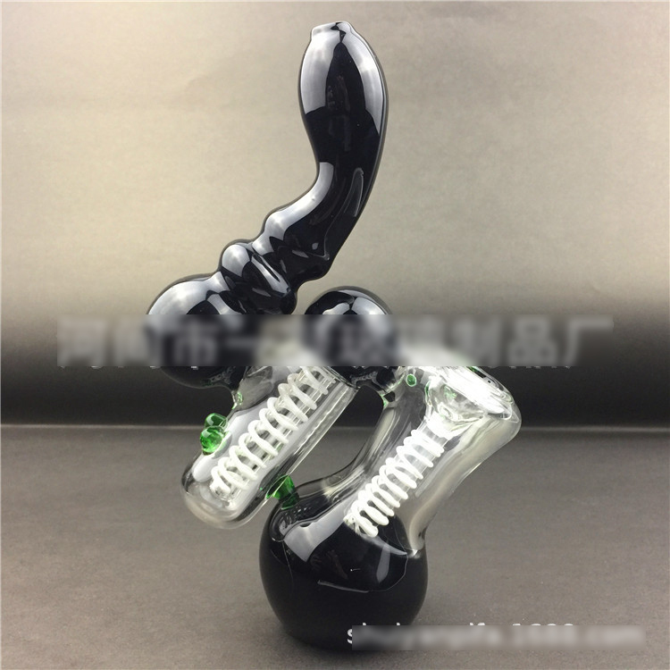 Black glass pipe Glass bubbler smoking hand tobacco pipe water Glass bong