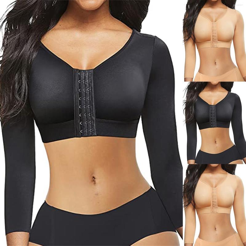 Women's Shapers Women Sports Bras Front Buckle Yoga Bra Workout With Clasp Push Up, Khaki