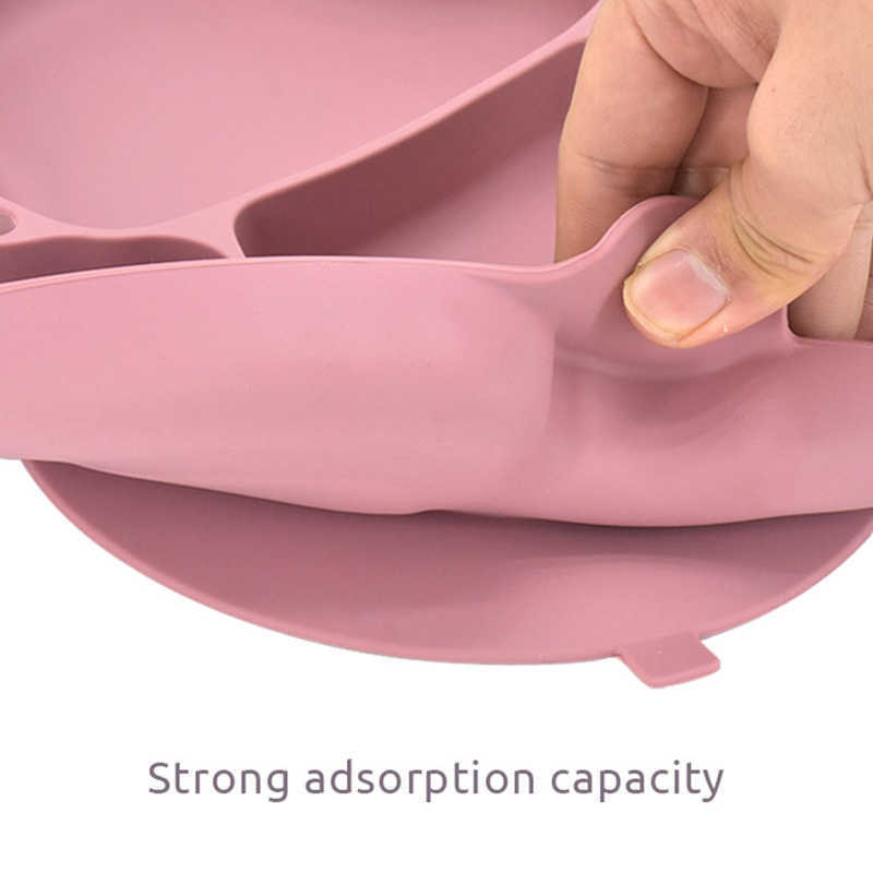 Cups Dishes Utensils 3Pcs/Set Baby Training Silicone Plate With Fork SPoon Baby Cartoon Dinner Plate Set With Sucker Portable Kids Feeding Food Bowl A