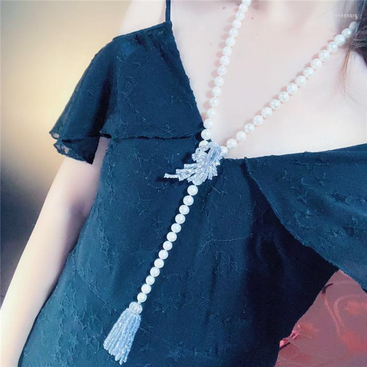Chains Beautiful 8-9mm White Freshwater Pearl Micro Inlay Zircon Phoenix Buckle Flower Accessories Tassel Pendant Necklace Long 90cm
Chains Beautiful 8-9mm White Freshwater Pearl Micro Inlay Zircon Phoenix Buckle Flower Accessories Tassel Pendant Necklace Long 90cm