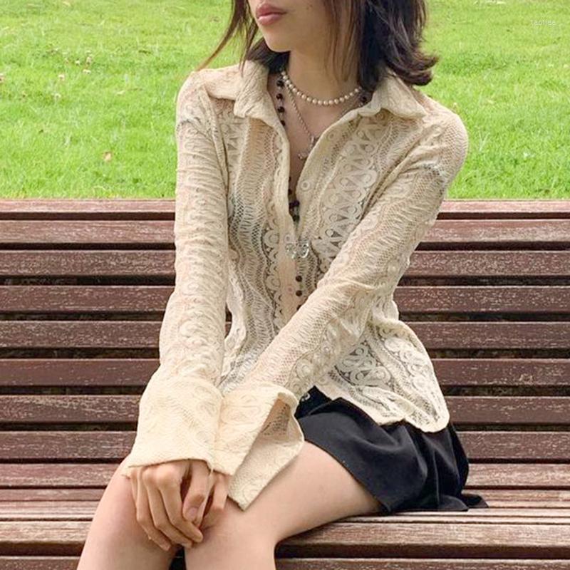 Women' Blouses Doury Y2k Fairycore Beige Lace T-shirt Sexy See Through Button Full Sleeve Crop Top Tees Elegant Women Vintage Streetwear
Women' Blouses Doury Y2k Fairycore Beige Lace T-shirt Sexy See Through Button Full Sleeve Crop Top Tees Elegant Women Vintage Streetwear