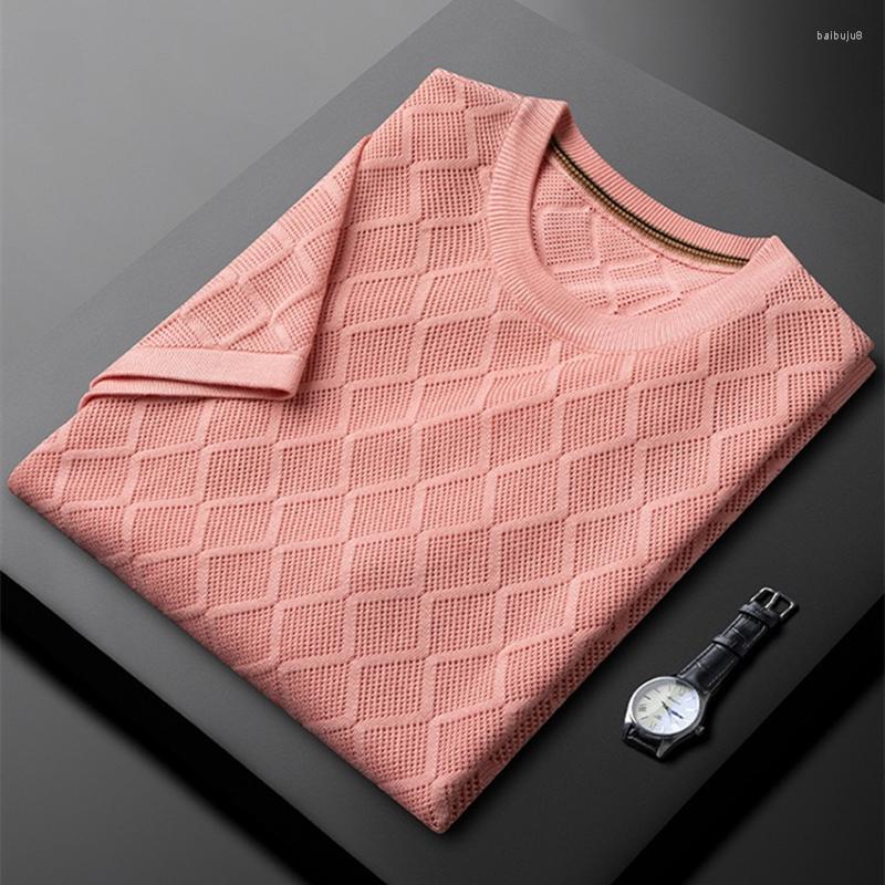 Men's T Shirts Luxury High-end Design Pink Knitted T-shirt For Men 2023 Summer Thin Breathable Top Trend Korean Casual Round Neck Short, Black
Men's T Shirts Luxury High-end Design Pink Knitted T-shirt For Men 2023 Summer Thin Breathable Top Trend Korean Casual Round Neck Short, Black