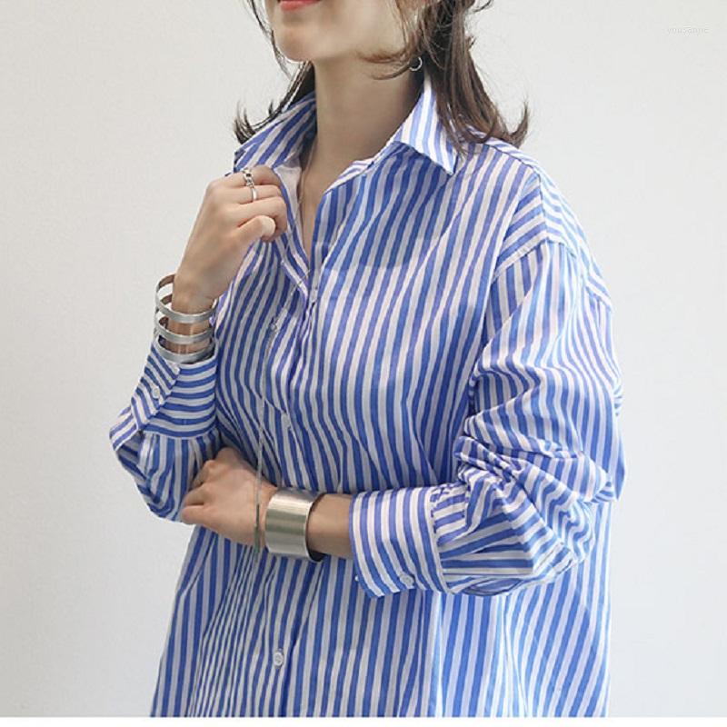 Women' Blouses Casual Mid-length Striped Shirt Loose Slim Plus Size Blue Women Tops Spring Female Clothes Autumn Lady Blouse
Women' Blouses Casual Mid-length Striped Shirt Loose Slim Plus Size Blue Women Tops Spring Female Clothes Autumn Lady Blouse