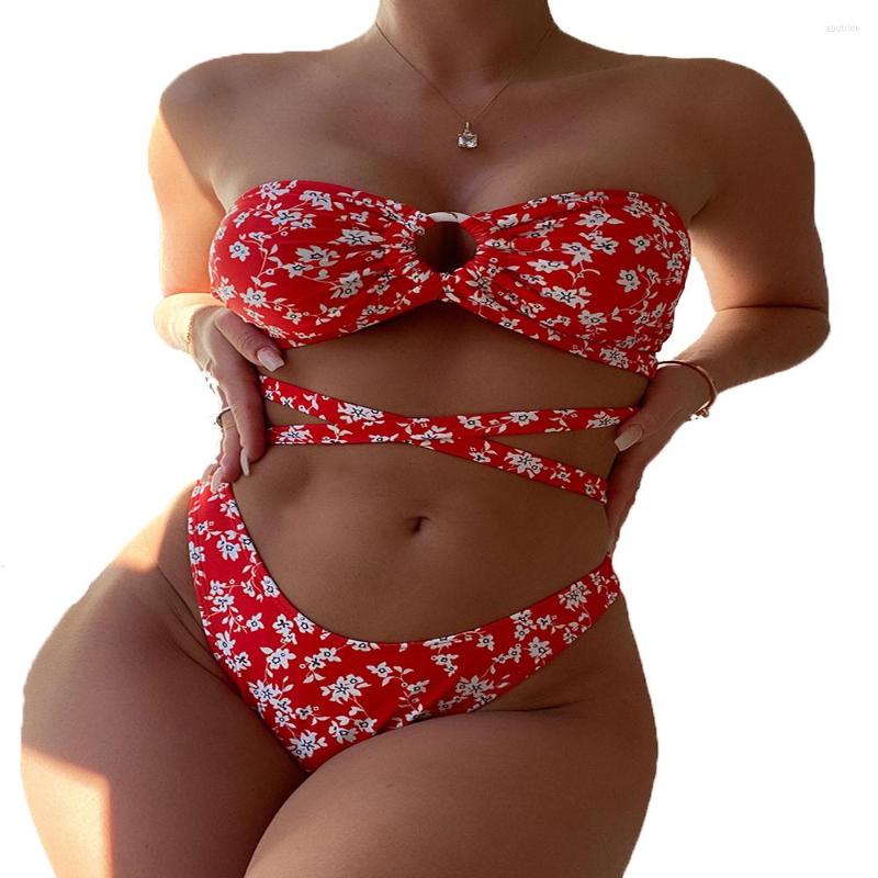 Women' Swimwear FS Sexy Women High Waist Bikini Set Red Bandeau Bathing Suit Floral Print Triangle Swimsuit For Lady 2023 Summer
Women' Swimwear FS Sexy Women High Waist Bikini Set Red Bandeau Bathing Suit Floral Print Triangle Swimsuit For Lady 2023 Summer