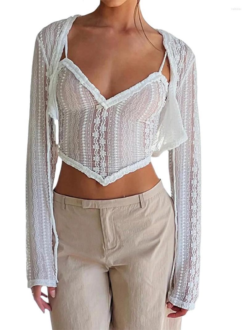 Women' Tanks Women 2 Piece Lace Crop Top Set Mesh See-Through Open Front Cardigan And V-Neck Spaghetti Strap Camisoles Tank Tops, Black
Women' Tanks Women 2 Piece Lace Crop Top Set Mesh See-Through Open Front Cardigan And V-Neck Spaghetti Strap Camisoles Tank Tops, Black