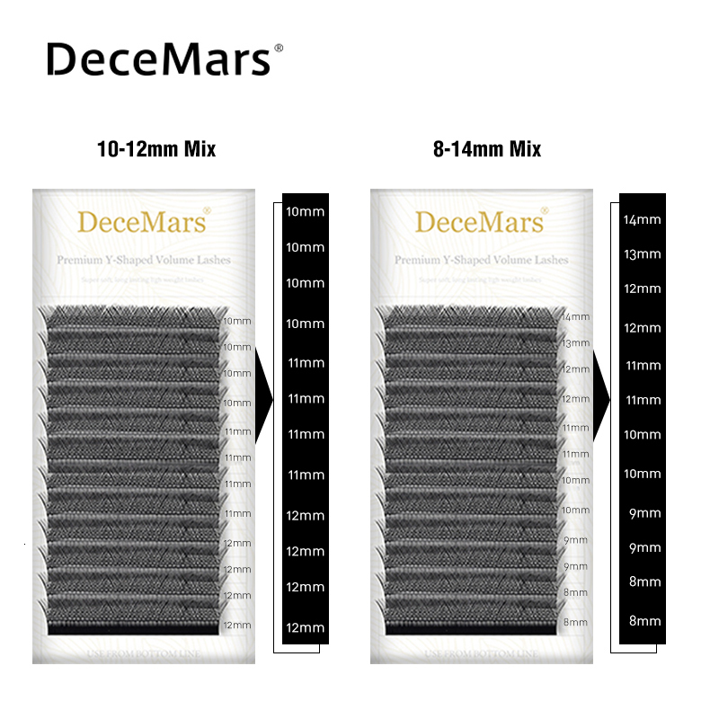 Makeup Tools DeceMars YY Shape Black Brown Eyelashes Extensions Two Tip Lashes CD Curl High Quality Idividual 230413