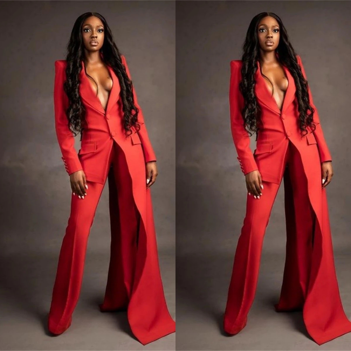 Red Women Suits Set 2 Pieces Super Long Blazer Wide Leg Pants Custom Made Fashion Office Lady Floor Length Party Prom Dress
Red Women Suits Set 2 Pieces Super Long Blazer Wide Leg Pants Custom Made Fashion Office Lady Floor Length Party Prom Dress