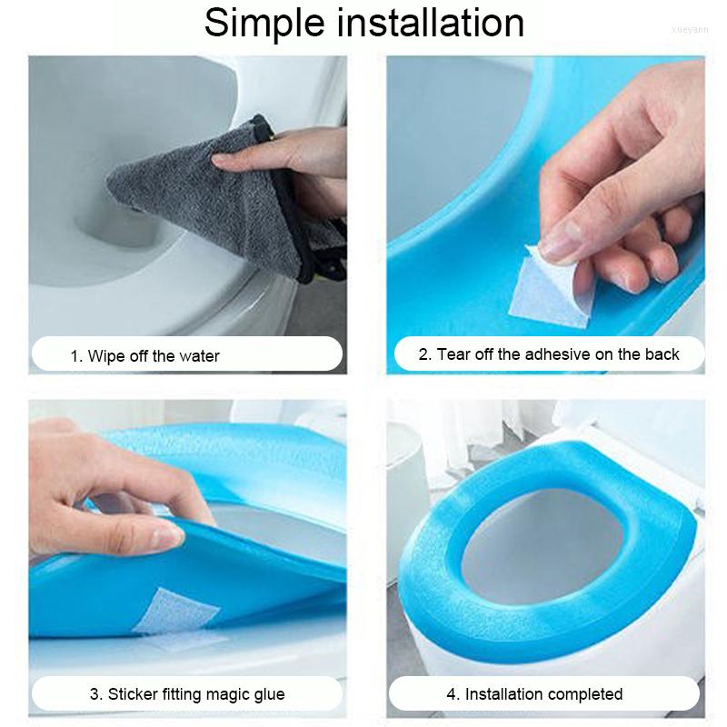 Washable Toilet Seat Covers - Waterproof Silicone Foam Stickers, 4 Seasons Household, Soft & Comfortable, Easy to Clean, Reusable, Anti-Bacterial