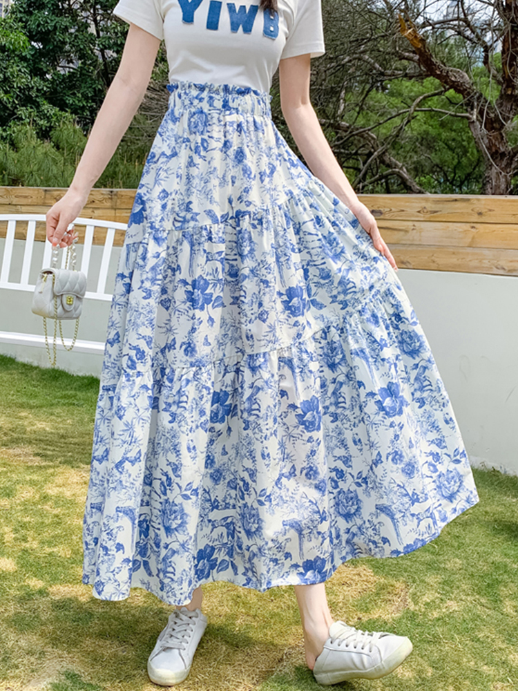 Skirts TIGENA Elegant Chiffon Long Skirt for Women Spring Summer Korean Aesthetic Floral Print A Line High Waist Midi Skirt Female 230414, Blue
Skirts TIGENA Elegant Chiffon Long Skirt for Women Spring Summer Korean Aesthetic Floral Print A Line High Waist Midi Skirt Female 230414, Blue