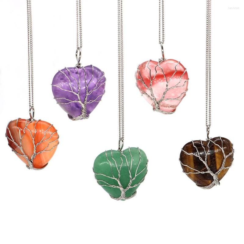 Pendant Necklaces Natural Crystal Heart Shape Neckalce Tree Of Life Wire Wrapped Amethyst Rose Quartz Healing Gem Gifts 1 PC
Pendant Necklaces Natural Crystal Heart Shape Neckalce Tree Of Life Wire Wrapped Amethyst Rose Quartz Healing Gem Gifts 1 PC