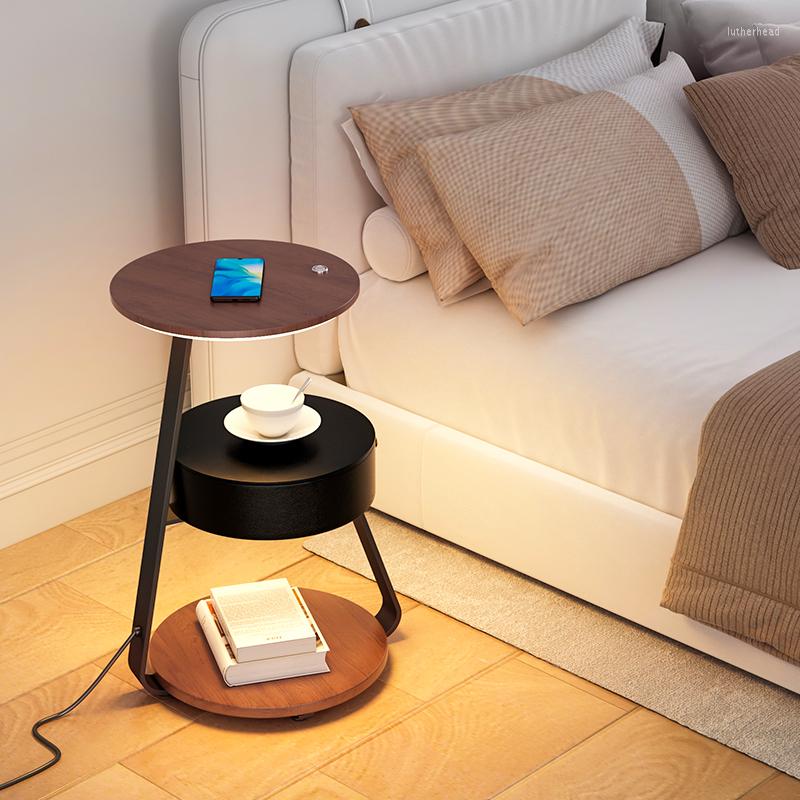 Lamps Floor Living Room Table Shelf Bedroom Creative Bedside Fixture With USB Wireless Charging Lights Can Be Dimmed
