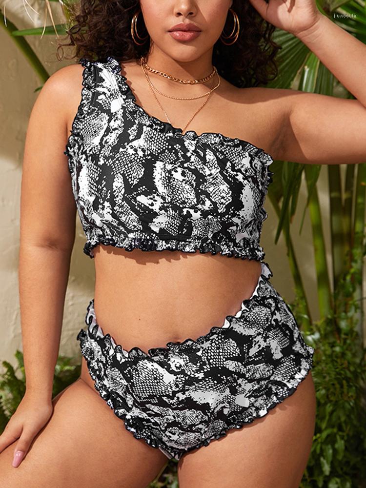 Women's Swimwear Snake Skin High Waist Plus Size Bikini Flounce One Shoulder Bandeau Push Up Large Women Swimsuit Bigi Bathing Suit
Women's Swimwear Snake Skin High Waist Plus Size Bikini Flounce One Shoulder Bandeau Push Up Large Women Swimsuit Bigi Bathing Suit