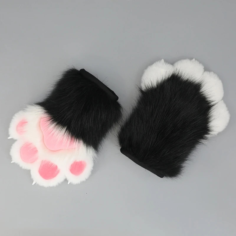 Five Fingers Gloves Wolf Dog es Paw Claw Costume Cosplays Animal Furry Plush Full Finger Mittens Fursuit for Adults Drop 231114