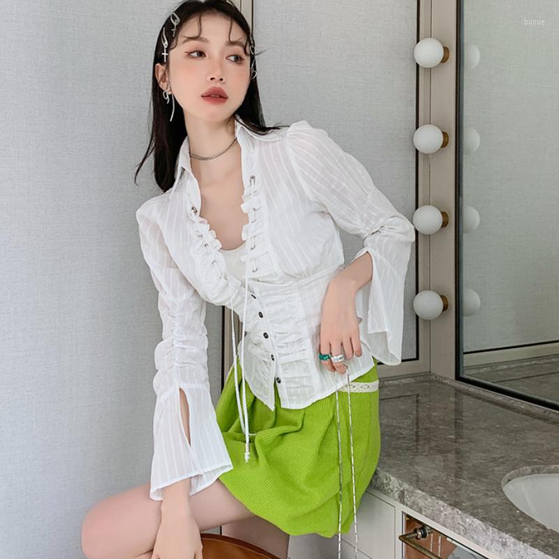 Women' Blouses ZCSMLL White Long Sleeve Short Drawstring Shirt Vintage Horn 2023 Spring Summer Solid Color Bubble Blouse Female, Skirt 
Women' Blouses ZCSMLL White Long Sleeve Short Drawstring Shirt Vintage Horn 2023 Spring Summer Solid Color Bubble Blouse Female, Skirt