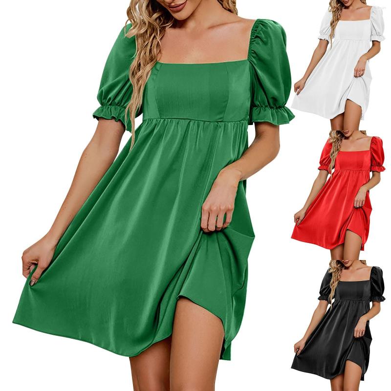 Casual Dresses Solid Color Short Sleeved Dress High Waist Women' Simple Exquisite Design, White
Casual Dresses Solid Color Short Sleeved Dress High Waist Women' Simple Exquisite Design, White