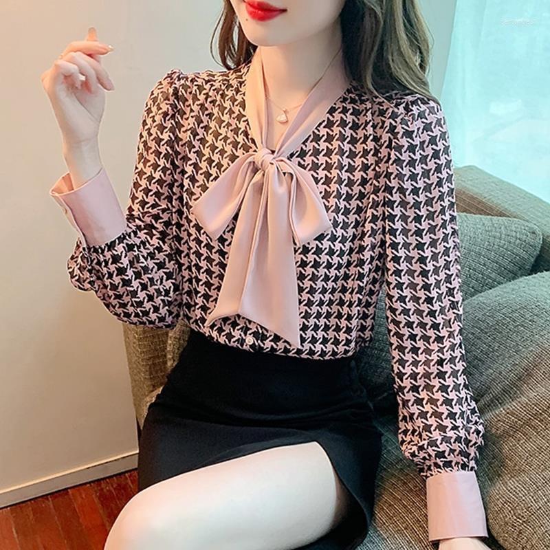 Women' Blouses Woman Spring Autumn Style Shirts Lady Casual Long Sleeve Bow Tie Collar Plaid Printed Blusas Tops G2648, Pink
Women' Blouses Woman Spring Autumn Style Shirts Lady Casual Long Sleeve Bow Tie Collar Plaid Printed Blusas Tops G2648, Pink