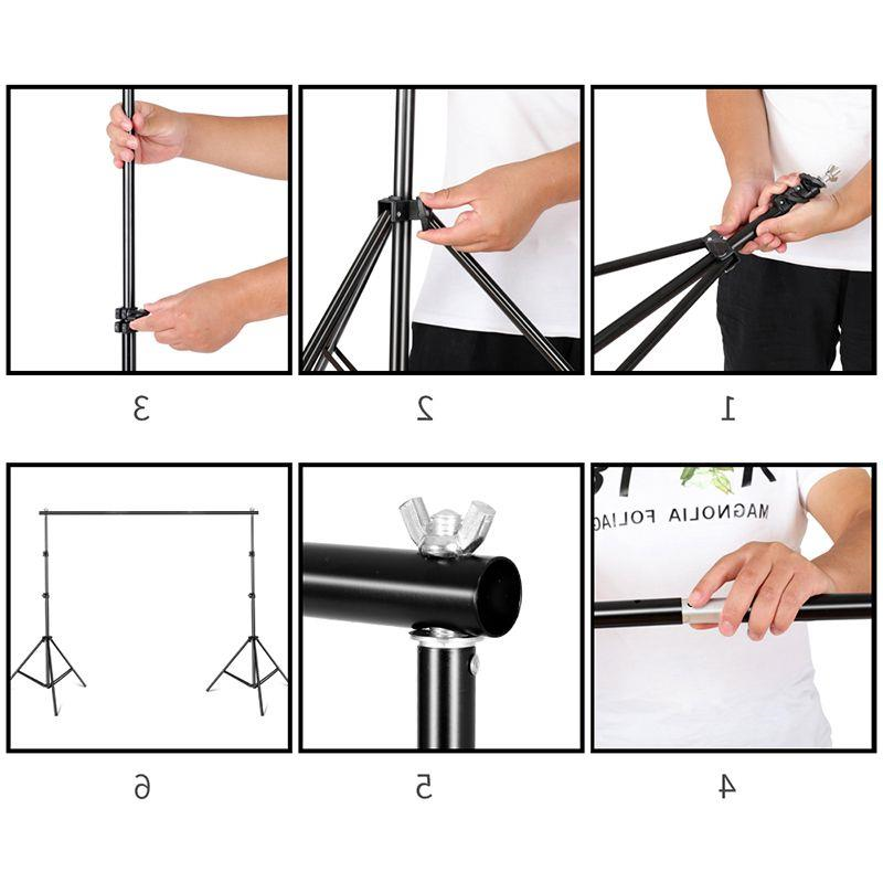 FreeShipping Photo Studio LED Softbox Lighting Kit Boom arm Background Support Stand 3 Color Green Backdrop for Photography Video Shoot Puoi