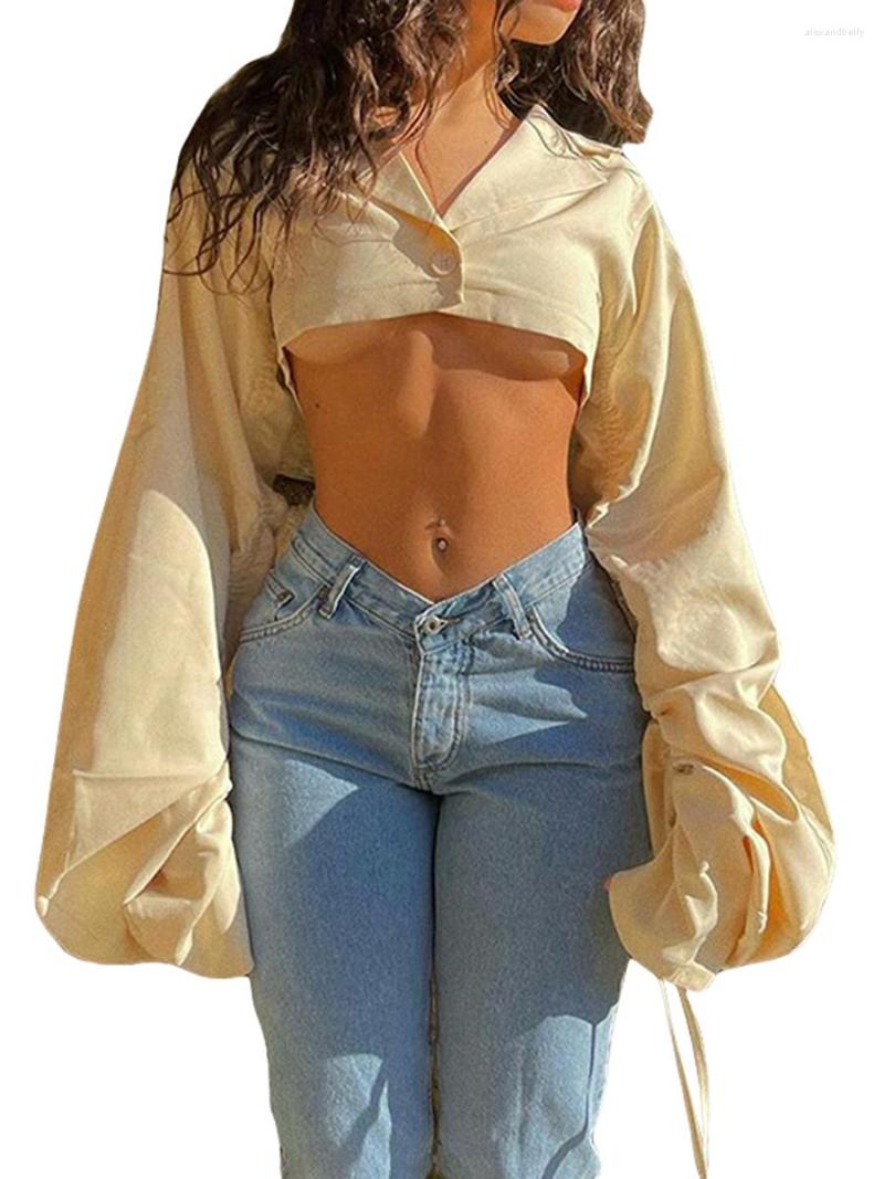 Women's Blouses Women Long Sleeve Crop Top V Neck Lantern Lapel Button Cropped Shirt Sweatshirt Blouse Y2K Trendy Streetwear, Apricot
Women's Blouses Women Long Sleeve Crop Top V Neck Lantern Lapel Button Cropped Shirt Sweatshirt Blouse Y2K Trendy Streetwear, Apricot