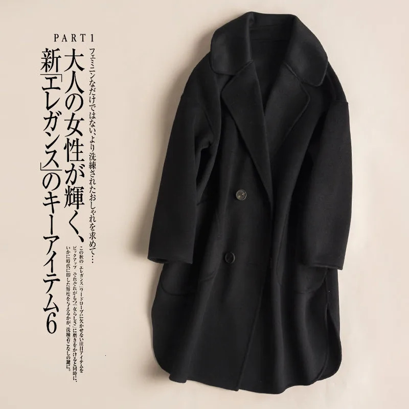 Women's Wool Blends Autumn Winter Women Woolen Coat Turn Down Collar Double Breasted 100% Wool Coat Camel Women Warm Coat Casaco Feminino P1066 2