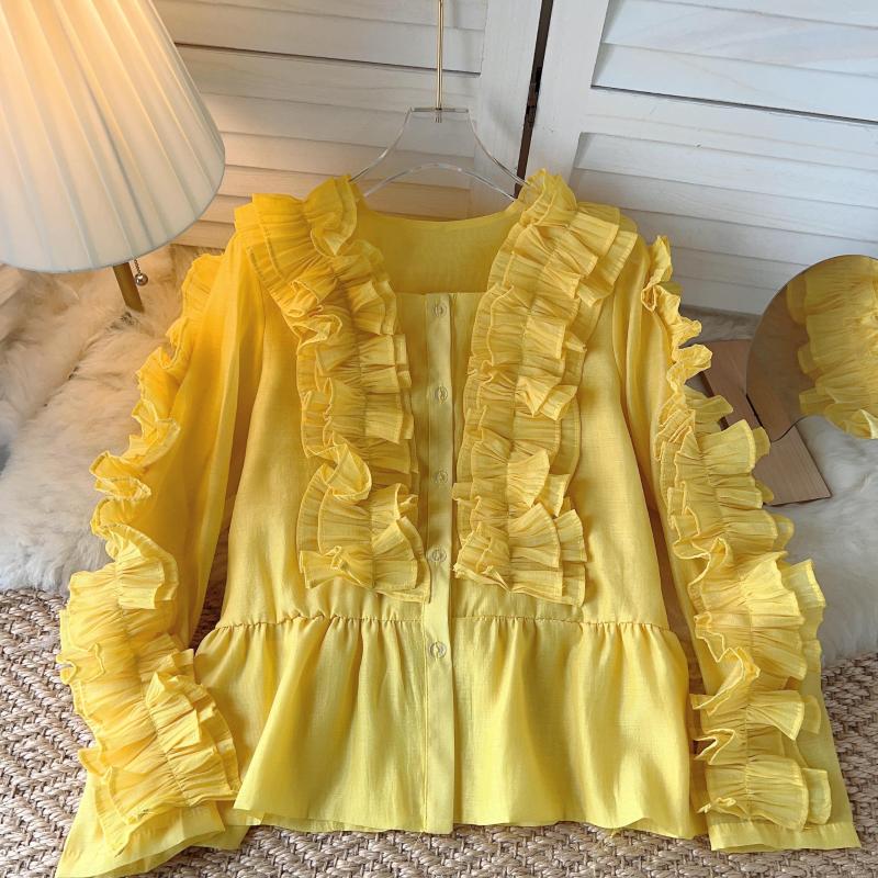 Women's Blouses French Style Bubble Sleeved Shirt Stitching Design Feels Niche Long Cardigan Top Trend, Green
Women's Blouses French Style Bubble Sleeved Shirt Stitching Design Feels Niche Long Cardigan Top Trend, Green