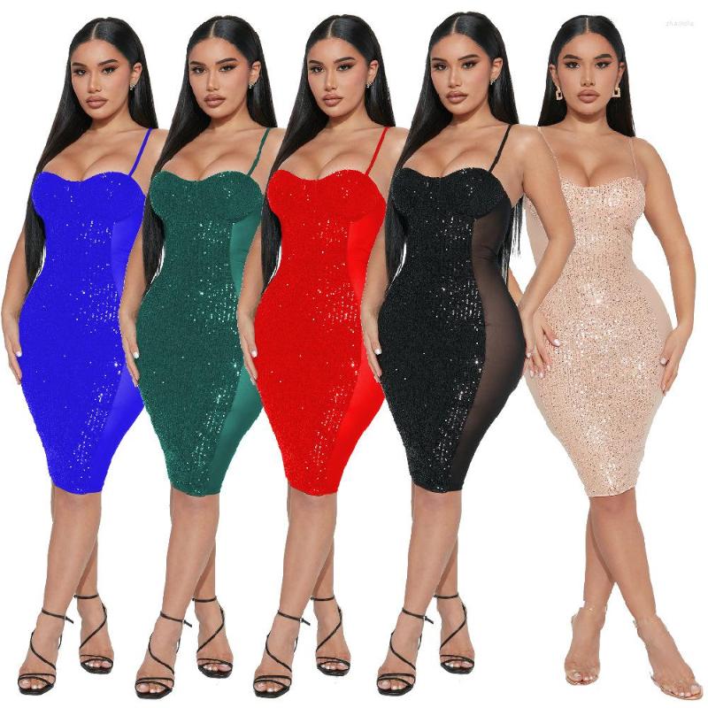 Casual Dresses Sexy Women' Summer Halter Belt With Chest Sequins Sleeveless Fashion Perspective Net Yarn Wrap Hip Temperament Dress, Black
Casual Dresses Sexy Women' Summer Halter Belt With Chest Sequins Sleeveless Fashion Perspective Net Yarn Wrap Hip Temperament Dress, Black