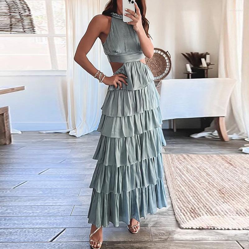 Casual Dresses 2023 Summer Sexy High Waist Sleeveless Boho Long Hollow Out Cascading Ruffle Cake Dress Women Halter Beach Maxi, 01 blue
Casual Dresses 2023 Summer Sexy High Waist Sleeveless Boho Long Hollow Out Cascading Ruffle Cake Dress Women Halter Beach Maxi, 01 blue