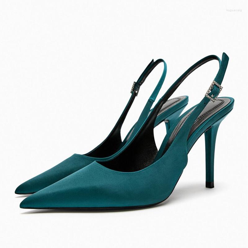 Sandals TRAF Green High Heel Slingback Pumps For Women Summer Pointed Toe Heels Office Lady Stiletto Shoes Elegant Heeled 
Sandals TRAF Green High Heel Slingback Pumps For Women Summer Pointed Toe Heels Office Lady Stiletto Shoes Elegant Heeled