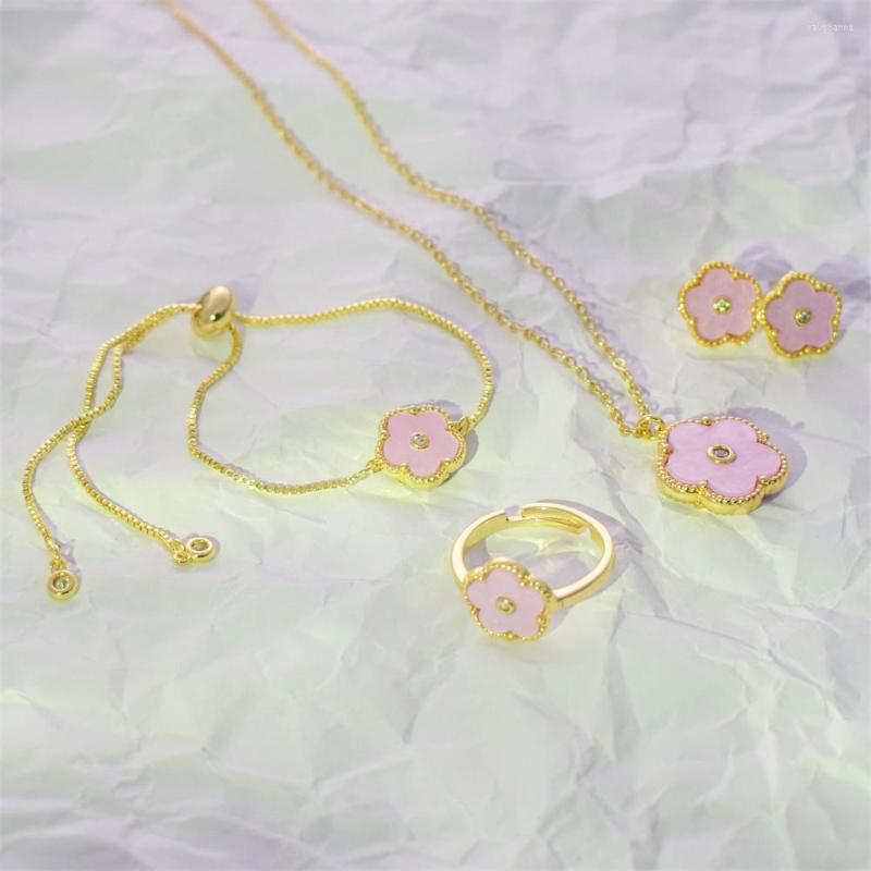 Necklace Earrings Set High Quality Zircon Flower Five Leaf Petal Bracelet Ring Stud Adjustable Jewelry Attending Banquet Gifts, Picture shown
Necklace Earrings Set High Quality Zircon Flower Five Leaf Petal Bracelet Ring Stud Adjustable Jewelry Attending Banquet Gifts, Picture shown