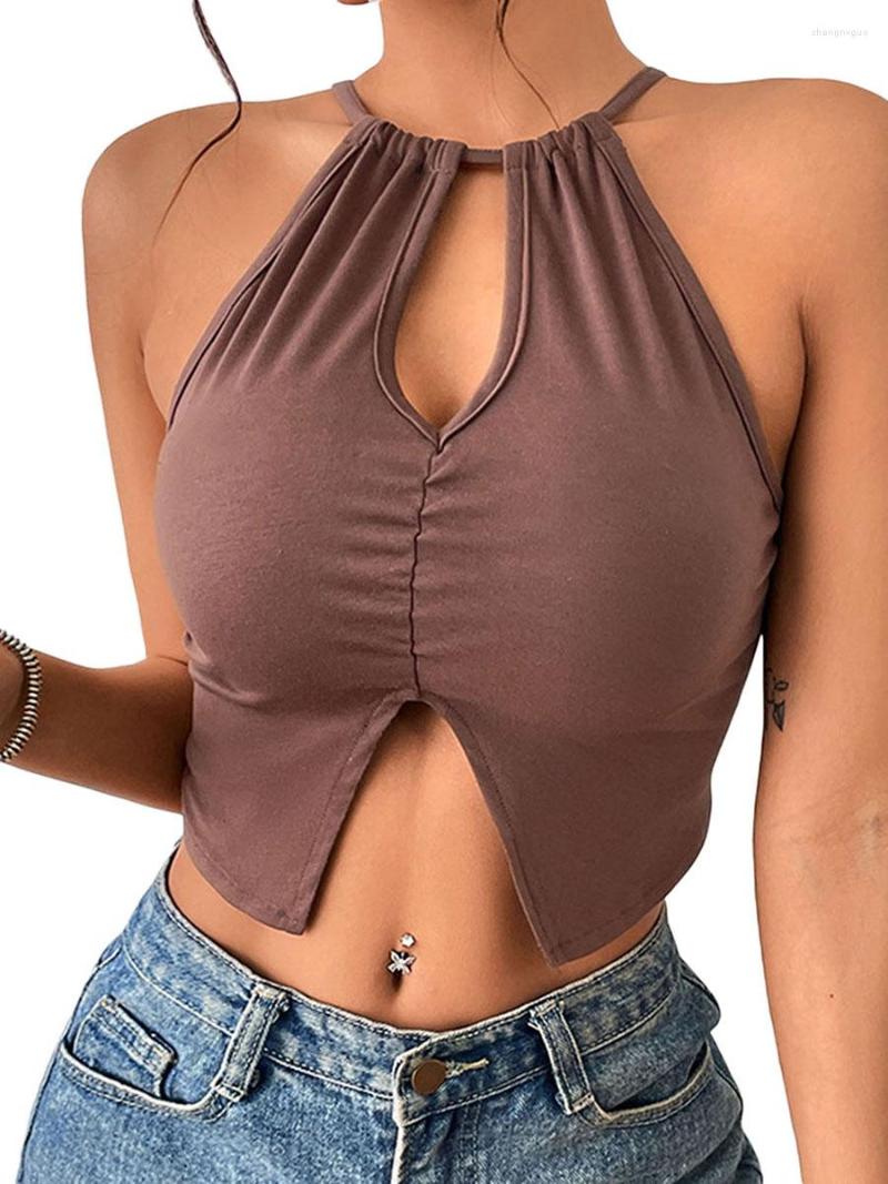 Women' Tanks Women Sleeveless Backless Solid Color Cutout Camisole Summer Slim Halter Crop Tops 2023 Streetwear, Auburn
Women' Tanks Women Sleeveless Backless Solid Color Cutout Camisole Summer Slim Halter Crop Tops 2023 Streetwear, Auburn