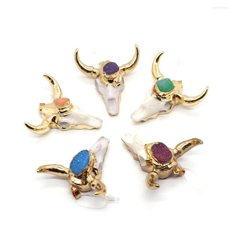 Pendant Necklaces Natural White Acrylic Stone Bull Skull Necklace Animal Jewelry Making Accessories Head Reiki Amulet
Pendant Necklaces Natural White Acrylic Stone Bull Skull Necklace Animal Jewelry Making Accessories Head Reiki Amulet