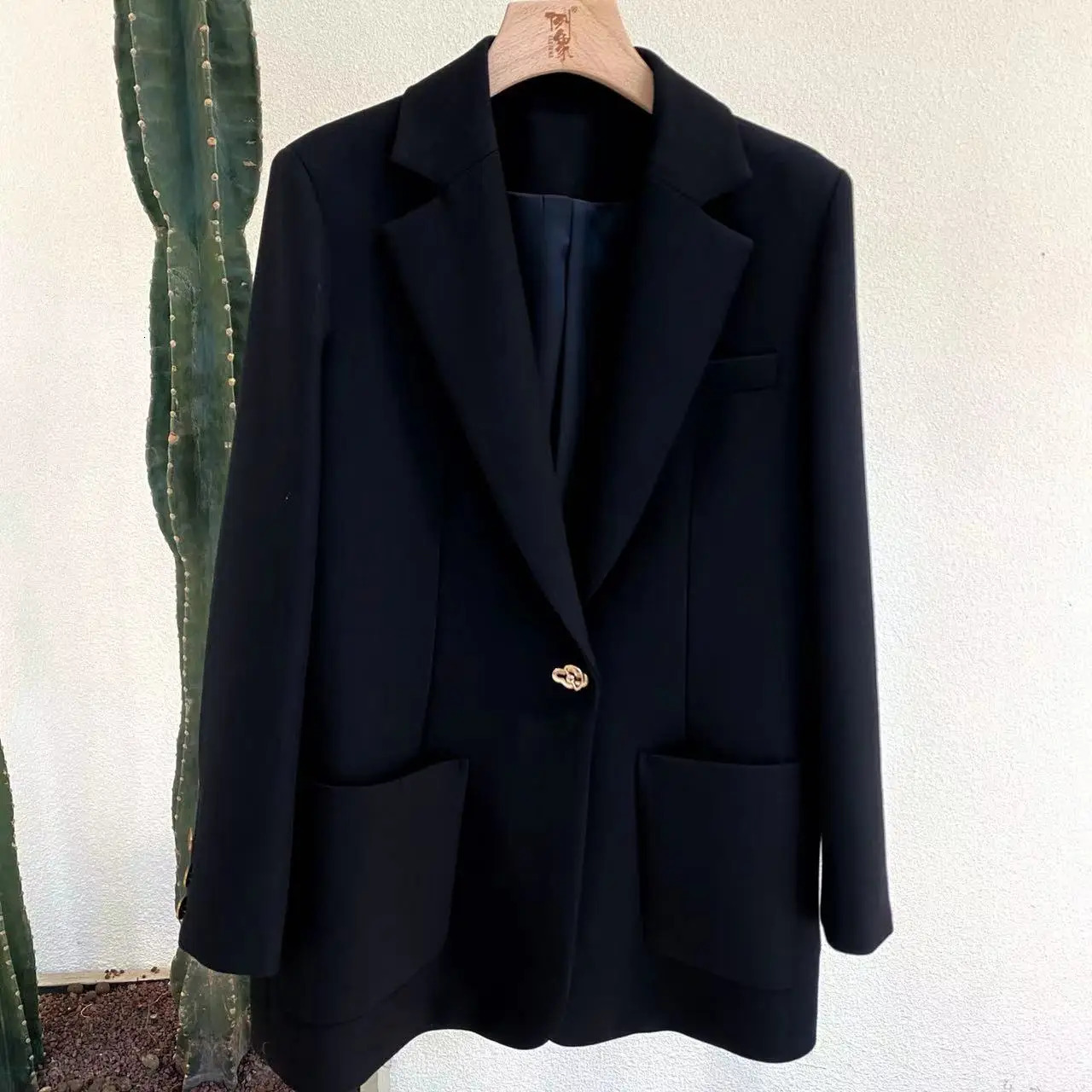 Women's Wool Blends Naizaiga 100 worsted wool camel black Haute Couture SINGLE One Button Jacket Women spring autumn coat female overcoat MX1 231