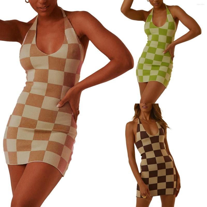 Casual Dresses Summer 2023 Fashion Women' Clothing V-neck Halter Suspender Plaid Sexy Backless Knitted Sheath Dress, Brown
Casual Dresses Summer 2023 Fashion Women' Clothing V-neck Halter Suspender Plaid Sexy Backless Knitted Sheath Dress, Brown