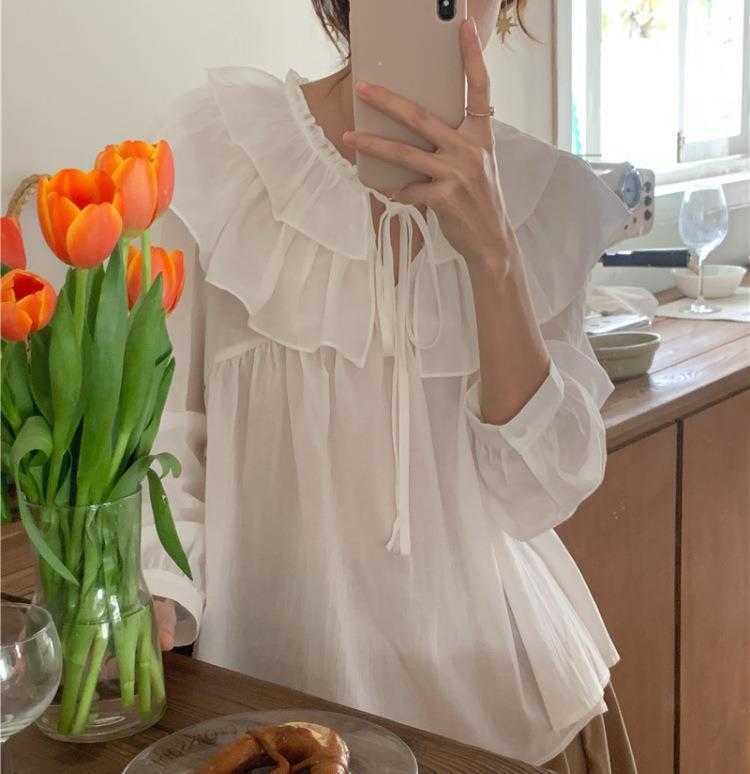 Fall Sweet Elegance Womens Blouses Double Layer Ruffled Tied Micro Transparent, Purple2
Fall Sweet Elegance Womens Blouses Double Layer Ruffled Tied Micro Transparent, Purple2