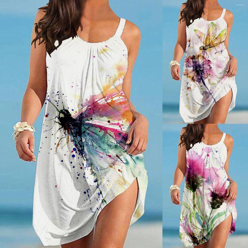 Casual Dresses Women Summer Fashion Beach Vacation Round Neck Sleeveless Butterfly Dandelion Print Dress, White
Casual Dresses Women Summer Fashion Beach Vacation Round Neck Sleeveless Butterfly Dandelion Print Dress, White