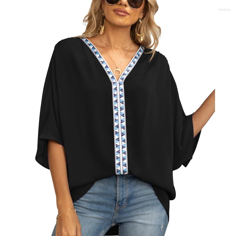 Women' Blouses Summer Chiffon Solid Loose Shirt Tops Bat Sleeve V Neck Patchwork Pullovers Casual Fashion Simplicity Clothes For Women, Green
Women' Blouses Summer Chiffon Solid Loose Shirt Tops Bat Sleeve V Neck Patchwork Pullovers Casual Fashion Simplicity Clothes For Women, Green