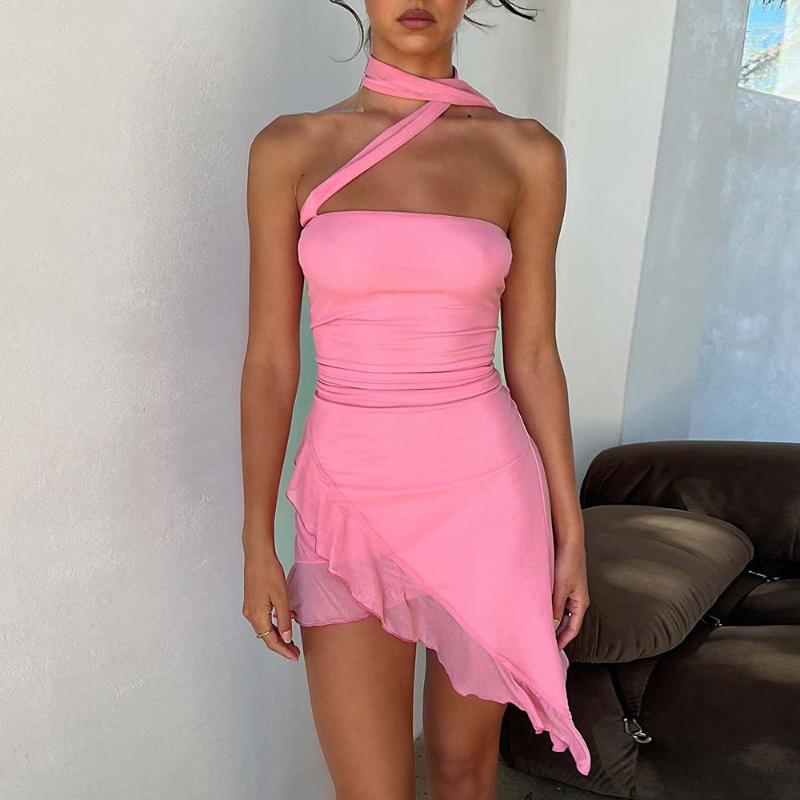 Casual Dresses 2023 Summer Halter Wrapped Chest Strap Off-the-Shoulder Irregular Beveled Flounced Skirt Elegant Sexy Dress, Pink
Casual Dresses 2023 Summer Halter Wrapped Chest Strap Off-the-Shoulder Irregular Beveled Flounced Skirt Elegant Sexy Dress, Pink