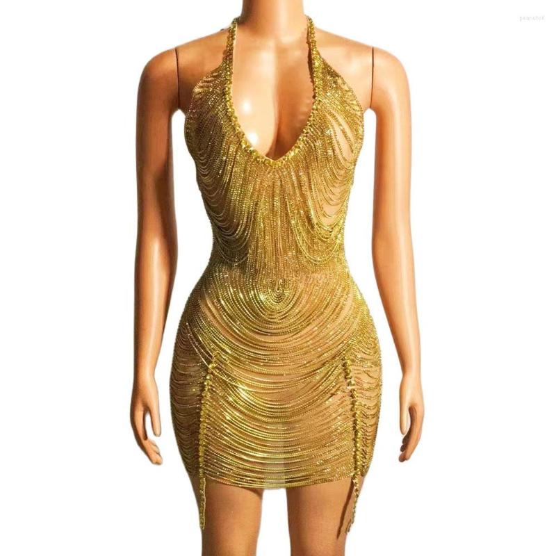 Stage Wear Women Sexy Pink Gold Silver Sparkly Rhinestones Chain V Neck Backless Dress Birthday Party Celebrate Nightclub Dance, Dress 2
Stage Wear Women Sexy Pink Gold Silver Sparkly Rhinestones Chain V Neck Backless Dress Birthday Party Celebrate Nightclub Dance, Dress 2