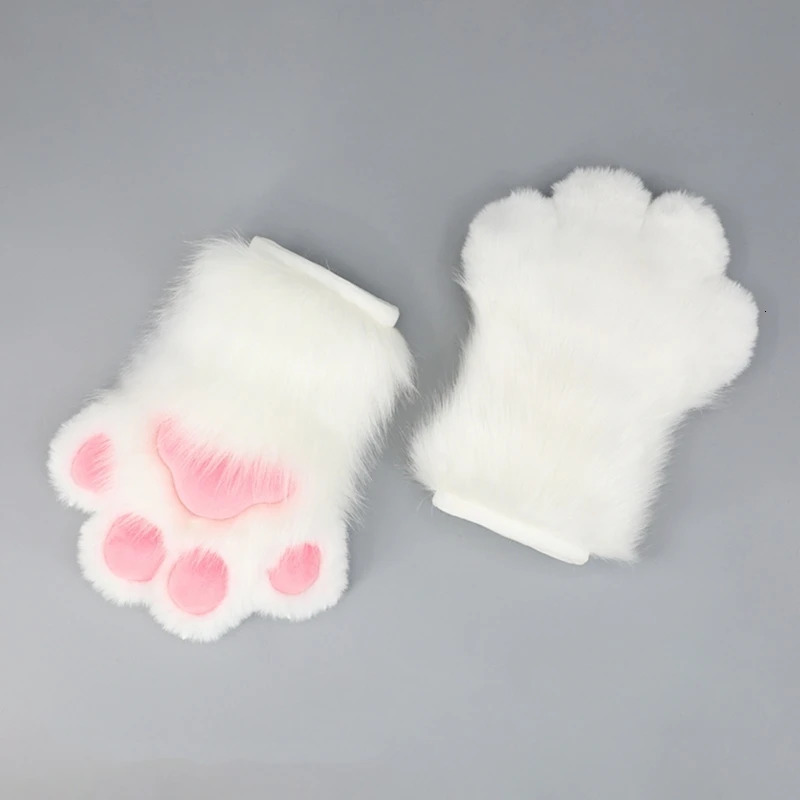 Five Fingers Gloves Wolf Dog es Paw Claw Costume Cosplays Animal Furry Plush Full Finger Mittens Fursuit for Adults Drop 231114