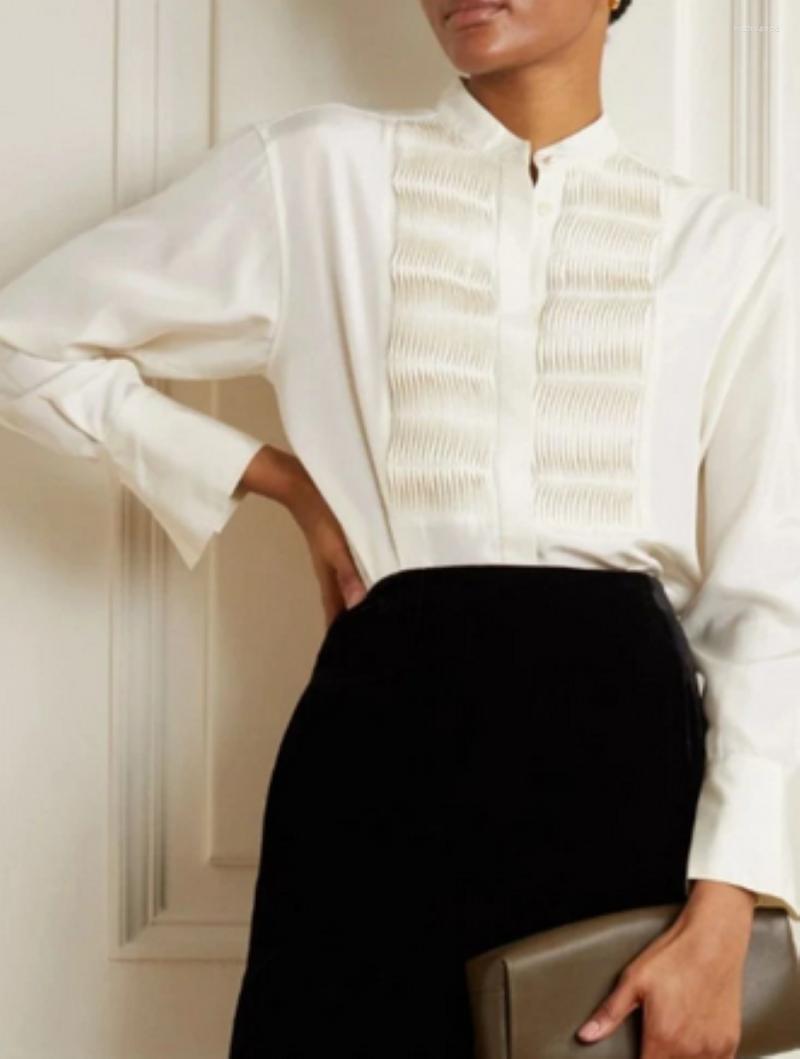 Women's Blouses Women's Shirt Pleated Pearl Buttons O-Neck Long Sleeve Single Breasted Elegant Blouse
Women's Blouses Women's Shirt Pleated Pearl Buttons O-Neck Long Sleeve Single Breasted Elegant Blouse